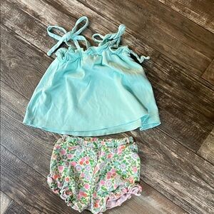 The Beaufort Bonnet Company Aqua and Floral Kids Matching Set